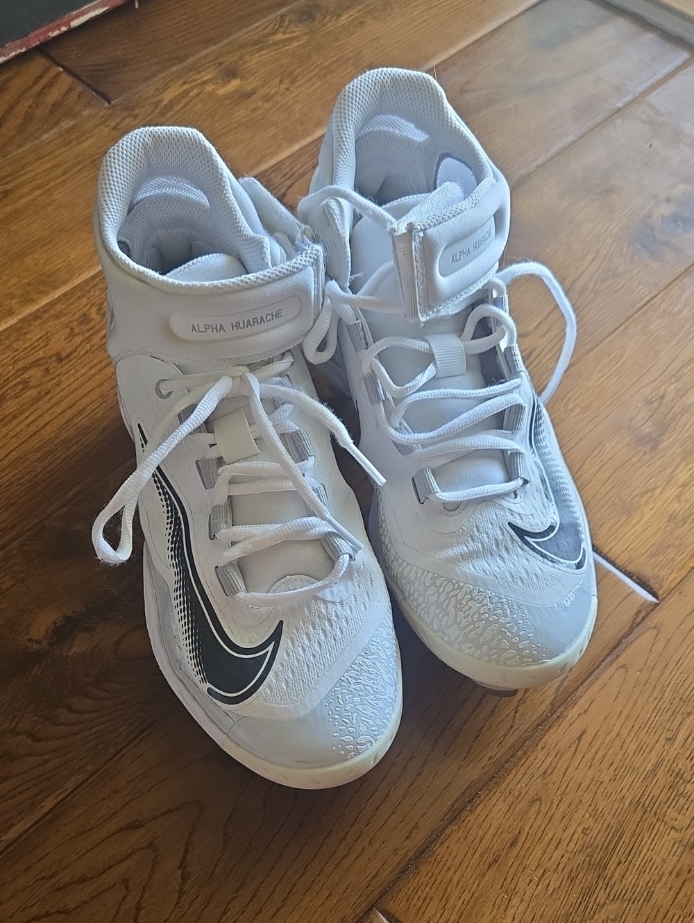 Nike Kids White and Black Alpha Huarache High-Top Sneakers
